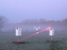 Prototyp automatischer Nebelsammler mit zusätzlichen Messgeräten auf Messfeld in der Wümme-Niederung