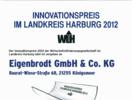 Urkunde Innovationspreis des Landkreises Harburg 2012