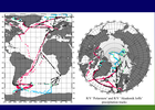 Precipitation tracks of „RV Polarstern" (colored) and „RV Akademik Ioffe" (black)